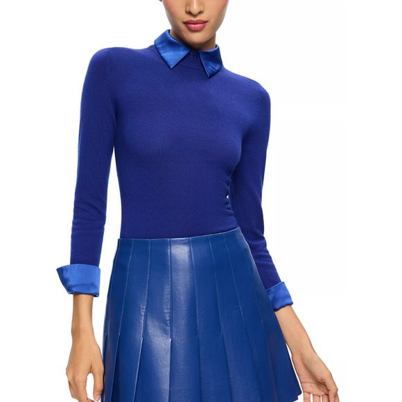 Alice and Olivia Women Porla Collared Sweater Royal Blue Size XS - Picture 3 of 9